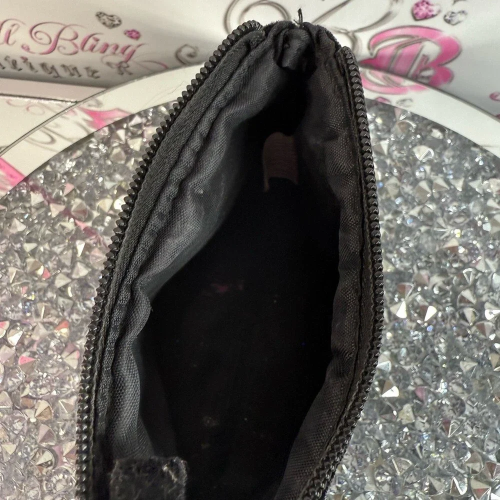 Bag makeup zip up velour Black 'Naughty' Nice crystal Rhinestone Velvet Pouch